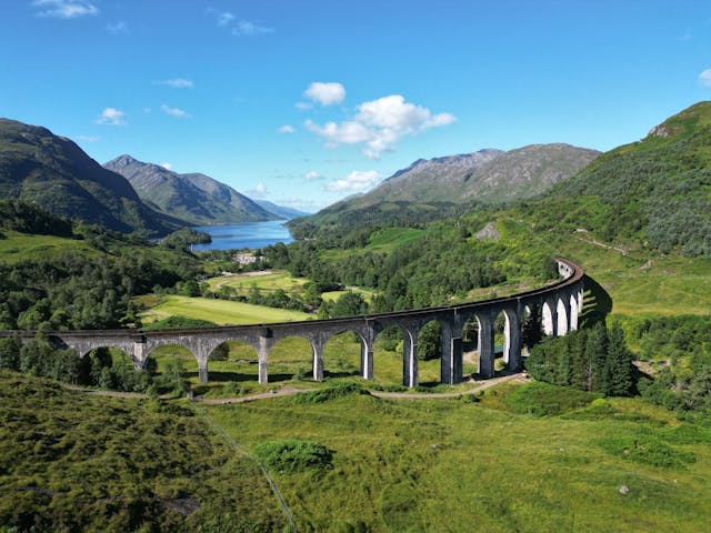 A view of Glenfinnan Viaduct in Scotland.