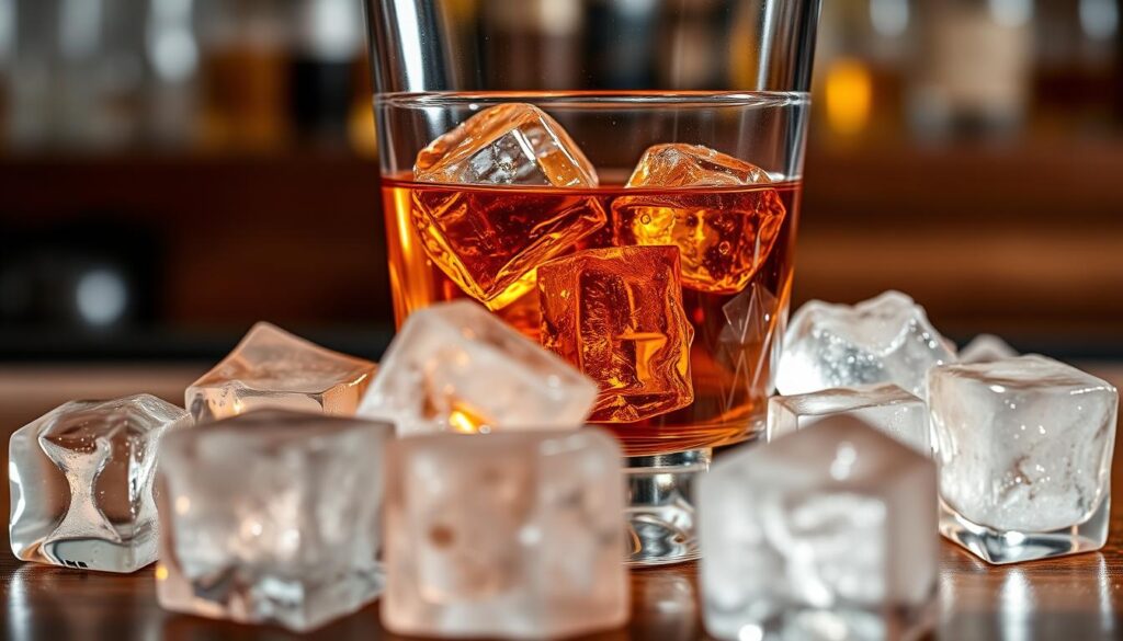 Experimenting with ice in whiskey