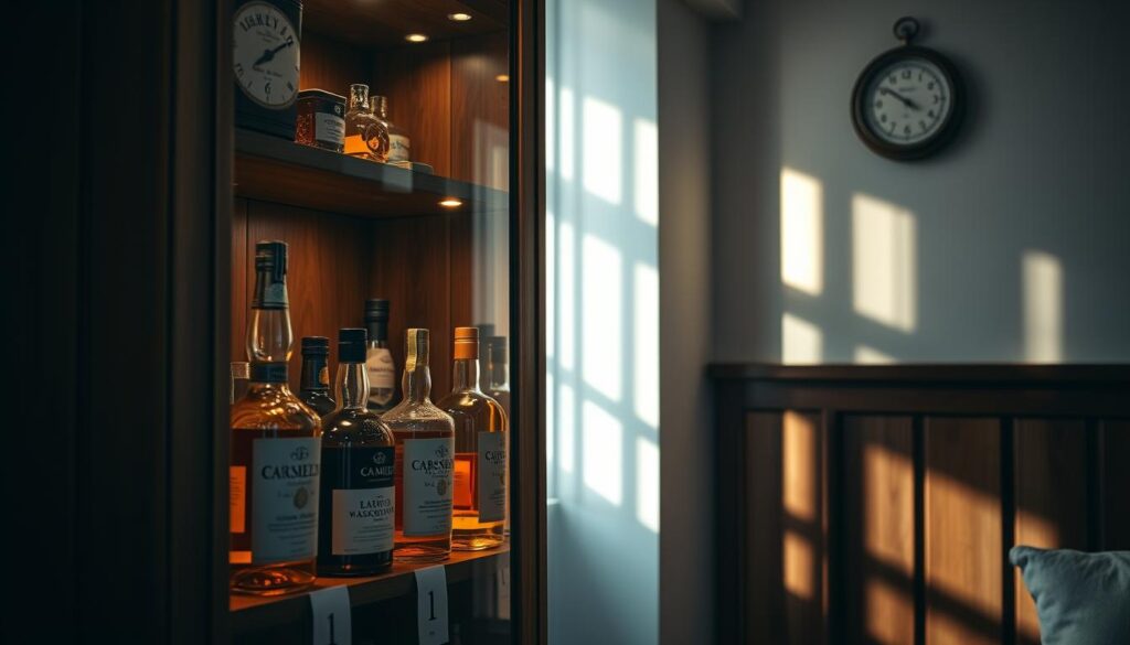 Whiskey storage temperature and light considerations